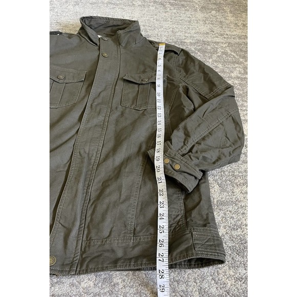 Wenven Mens L Jacket Brown Military Style Button Snaps Canvas New P1 - Picture 6 of 9
